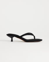 Topshop Axel toe thong mid heel sandal in black faux suede 