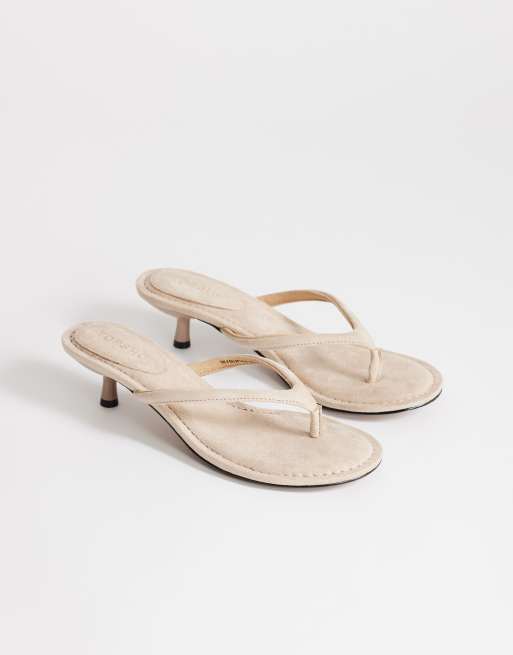 Topshop Axel toe thong mid heel sandal in camel, 2 of 4