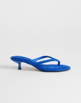 Topshop Axel toe thong mid heel sandal in cobalt blue