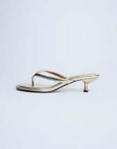 Topshop Axel toe thong mid heel sandal in gold