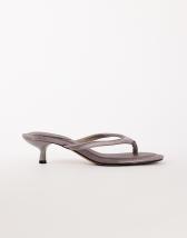 Topshop Axel toe thong mid heel sandal in grey satin