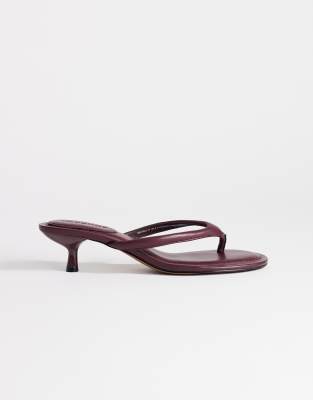 Topshop Axel Toe Thong Mid Heel Sandals In Red