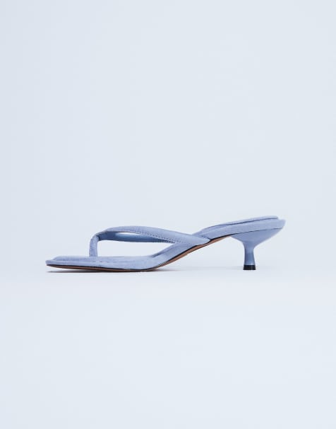 Topshop Axel toe thong mid heel sandals in cornflower blue - view 1