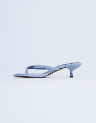 Topshop Axel toe thong mid heel sandals in light blue
