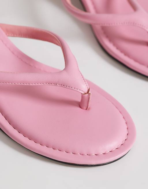 Topshop Axel toe thong mid-heel sandals in pink, 4 of 4