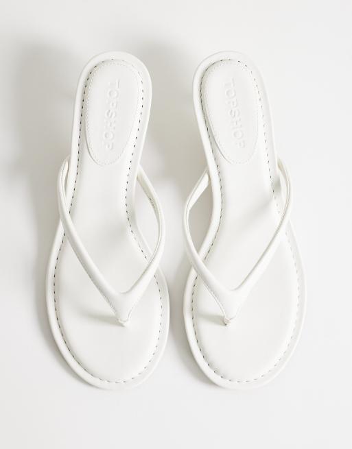 Topshop Axel toe thong mid heel sandals in white, 2 of 4
