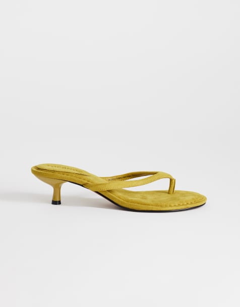 Topshop – Axel – Zehenstegsandalen in Olivgrün mit mittelhohem Absatz - view 1