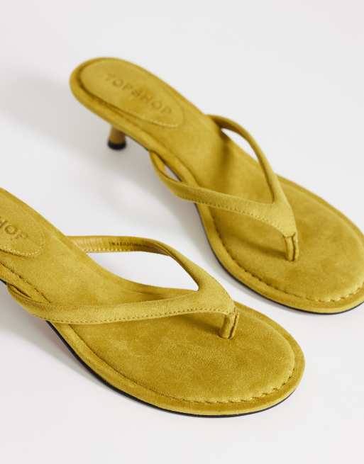 Topshop – Axel – Zehenstegsandalen in Olivgrün mit mittelhohem Absatz, 3 von 4