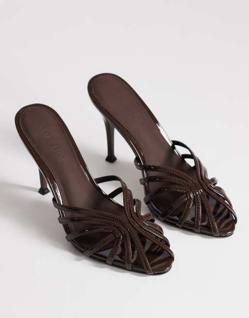 Topshop Azelia heeled sandal in dark chocolate, 2 of 4