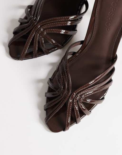 Topshop Azelia heeled sandal in dark chocolate, 3 of 4