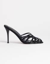 Topshop Azelia heeled sandal  with gems in black satin