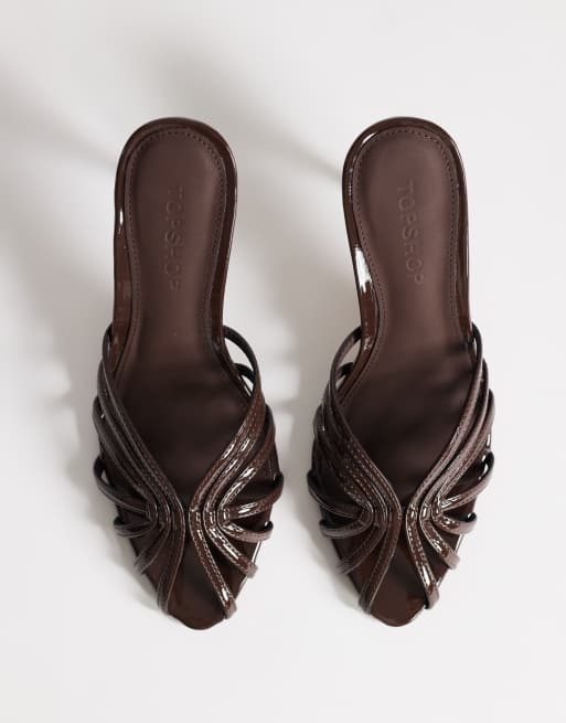 Topshop Azelia heeled sandals in dark chocolate, 4 of 4