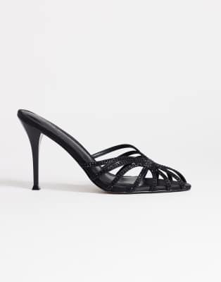 Topshop Azelia Heeled Sandals With Gems In Black