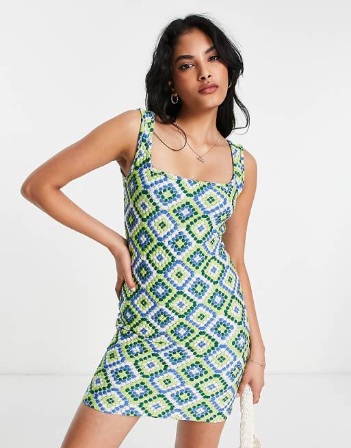 Round Neck Unique Style Tribal Printed Bodycon Dress Round Neck Unique Style Tribal Printed Bodycon Dress