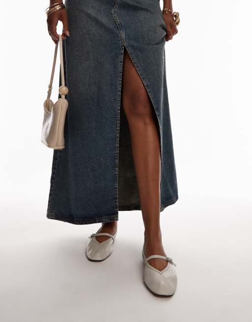 Topshop - Babette - Ballerina's van leer met v-detail in gebroken wit, 3 van 4