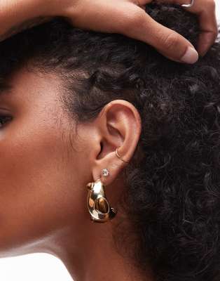 Babi chunky earrings with brown stones in gold