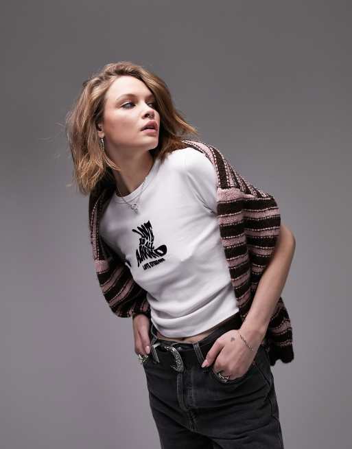 Topshop - Baby T-shirt met 'Don't forget to love yourself' print in wit