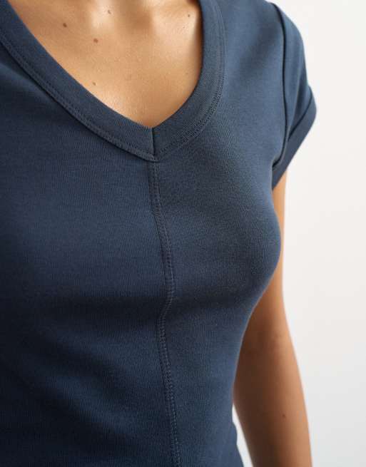 Topshop baby tee con scollo a V profondo navy, 2 di 4