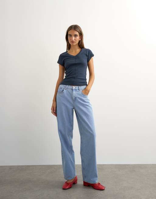 Topshop baby tee con scollo a V profondo navy, 3 di 4