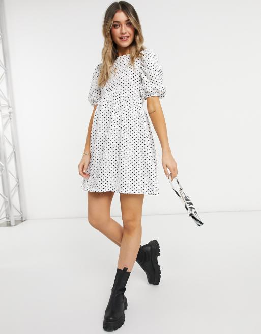 Topshop - Babydolljurk met stippen in wit, 4 van 4