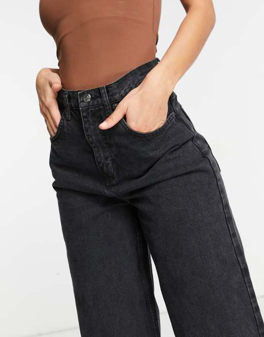 Topshop Baggy high rise jean in black ASOS
