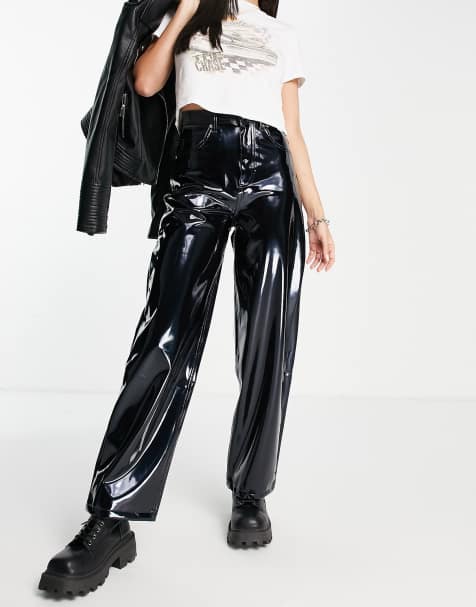 Topshop Baggy jean in blue vinyl - view 1