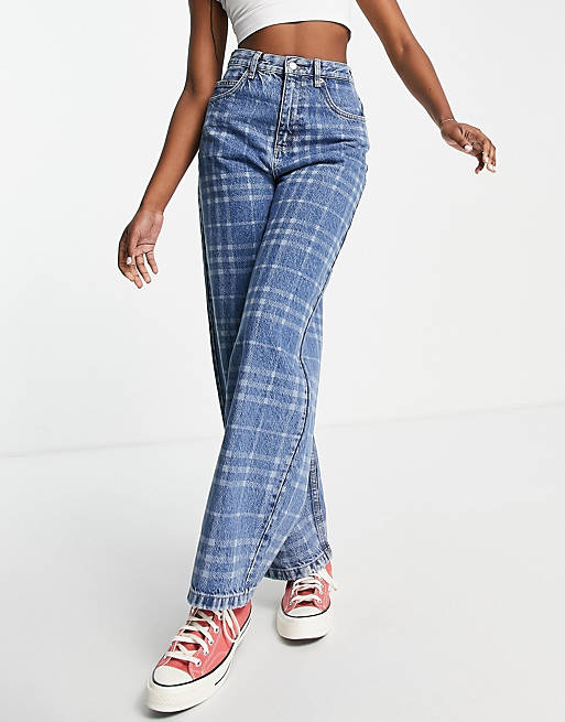 Topshop Baggy jean in mid blue check