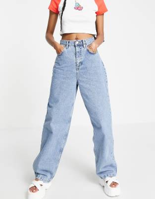 Topshop Low Slung Boyfriend Jean In Bleach-blue