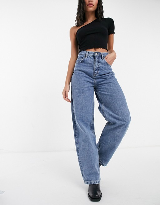 Topshop baggy jean in mid wash blue