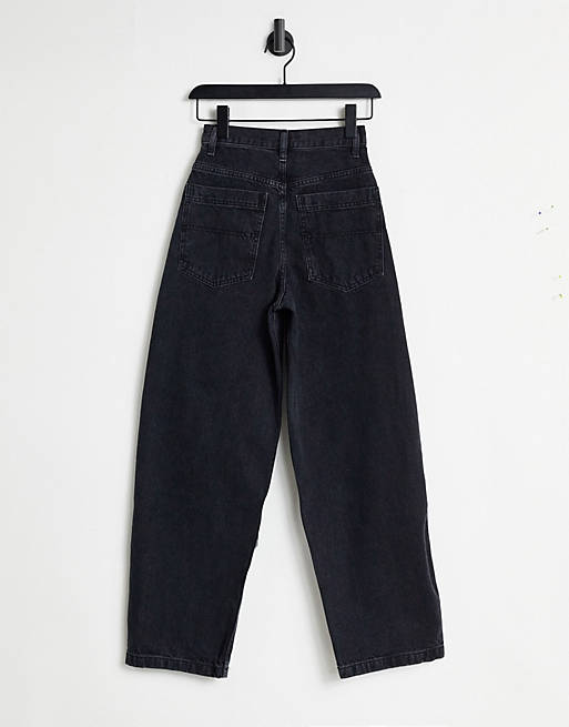  Topshop baggy jean with knee rips in wash black wash 