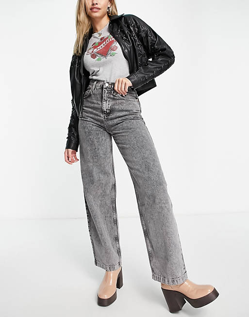 Topshop baggy jeans in grey 