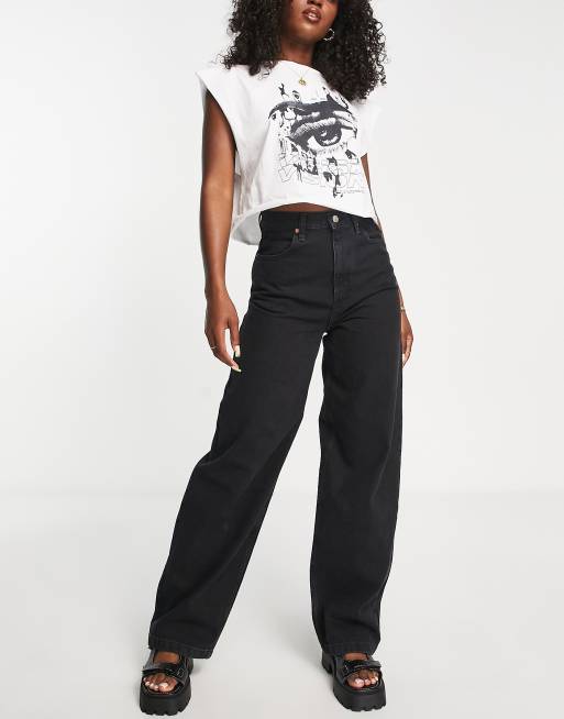 Topshop baggy jeans in washed black