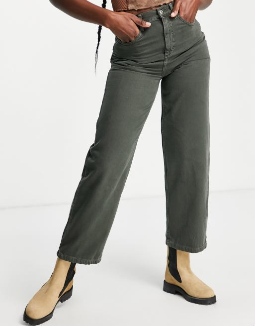 Topshop - Baggy jeans met hoge taille in groen
