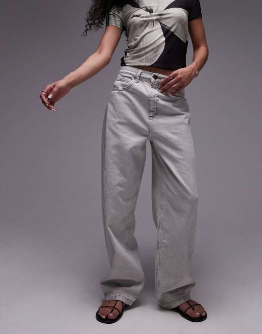 Topshop - Baggy jeans met hoge taille in verouderd gebroken wit