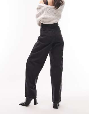 Topshop - Baggy jeans van gerecyclede katoenmix in zwart met wassing | ASOS