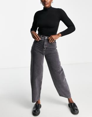 Baggy Jean In Dark Gray-grey