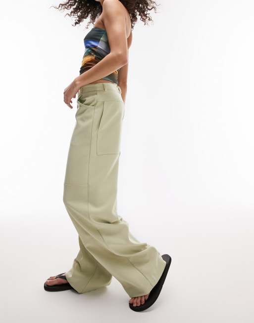 Topshop baggy utility pants in sage