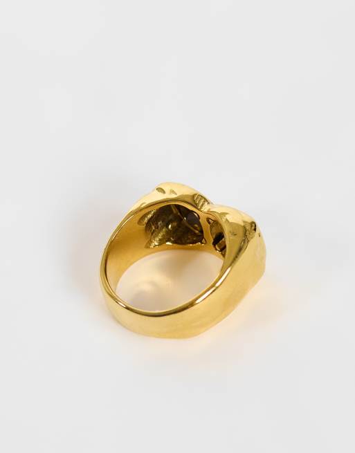 Topshop bague Rachel en acier inoxydable avec pierres dorée, 2 de 3