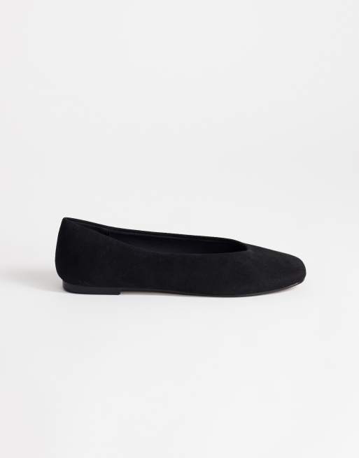 Topshop - bailarinas de ante sintético con punta afilada en negro, 2 de 4