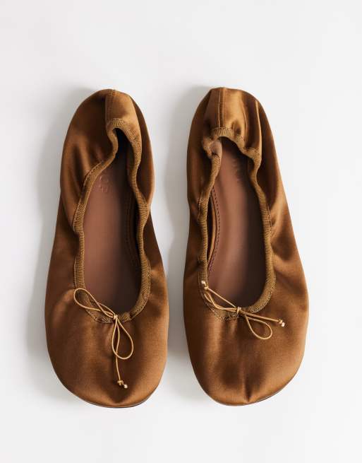 Topshop - bailarinas de punta redonda Dorothy en satén bronce, 2 de 4