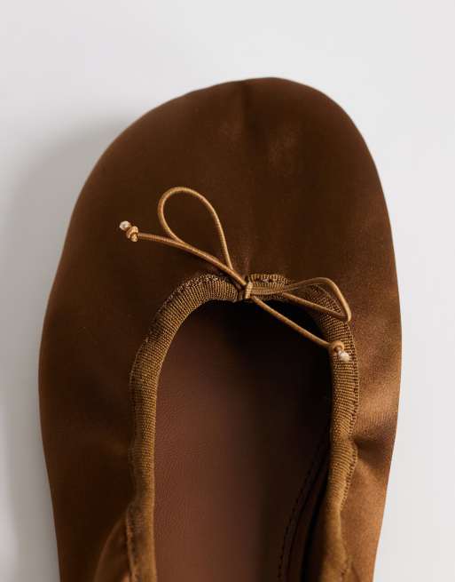 Topshop - bailarinas de punta redonda Dorothy en satén bronce, 3 de 4