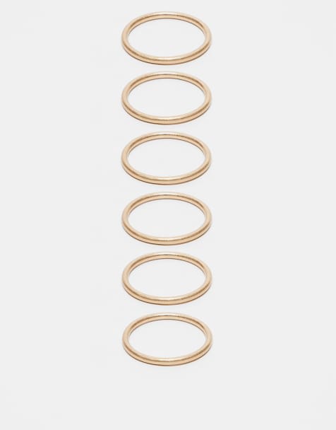 Topshop – Bailey – 6er-Pack Armreifen in Gold-Optik - view 1