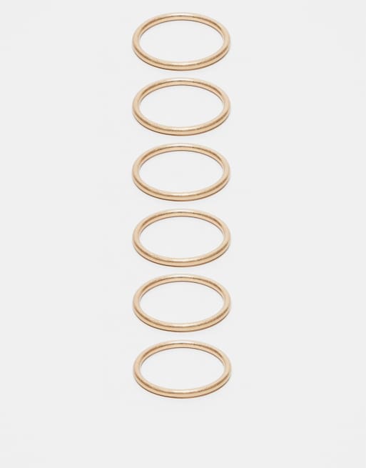 Topshop - Bailey - Confezione da 6 bracciali rigidi color oro