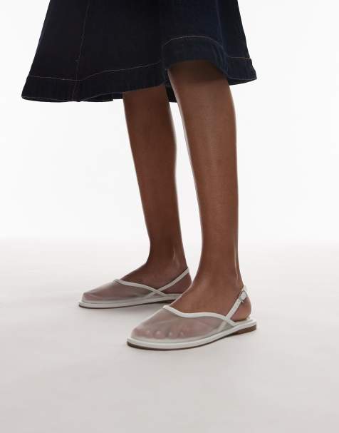 Topshop - Bailey - Hvid slingback-ballerinaer i mesh - view 1