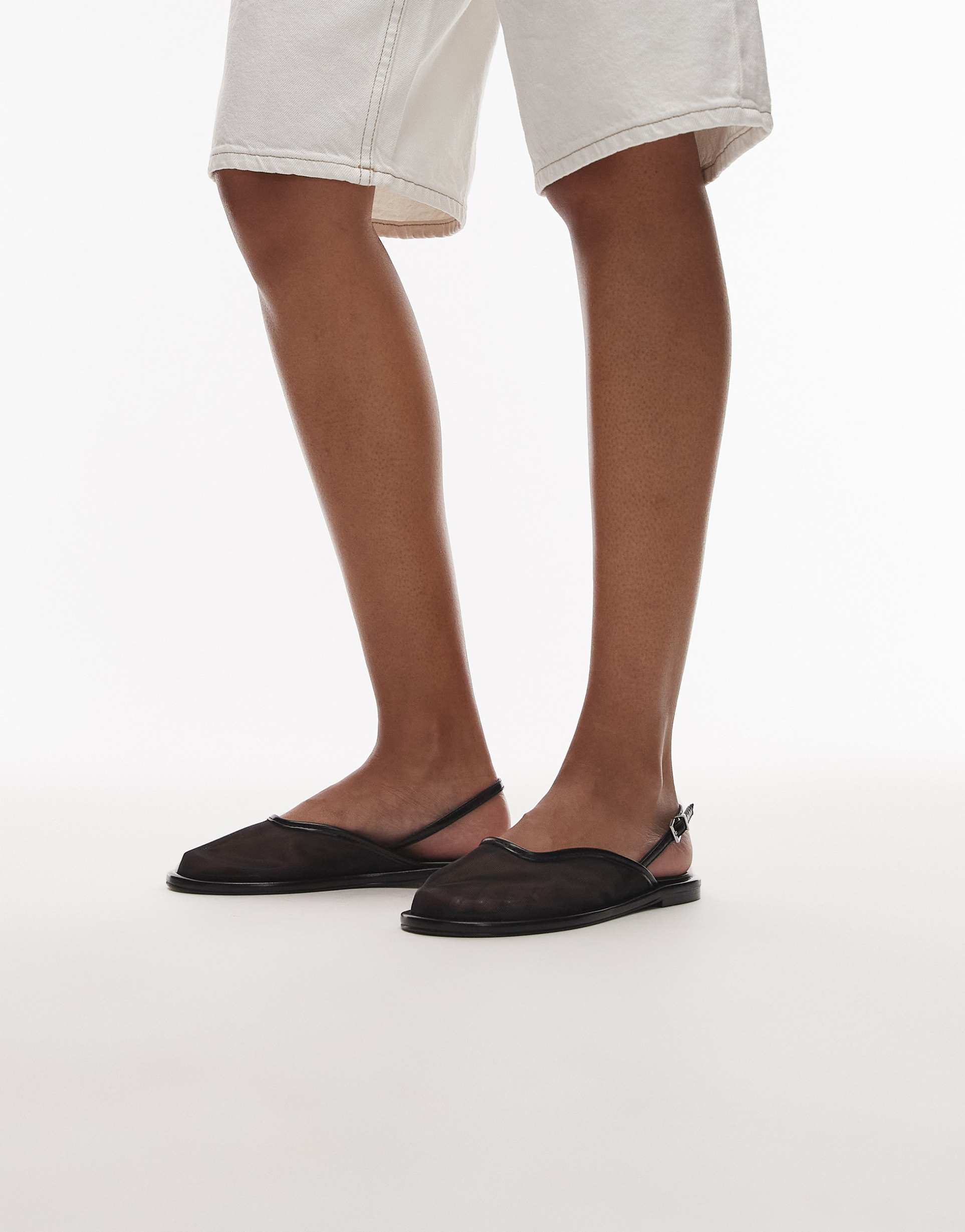 topshop bailey mesh slingback ballet flats in black
