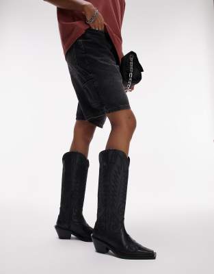 Womens tall black western hot sale boots