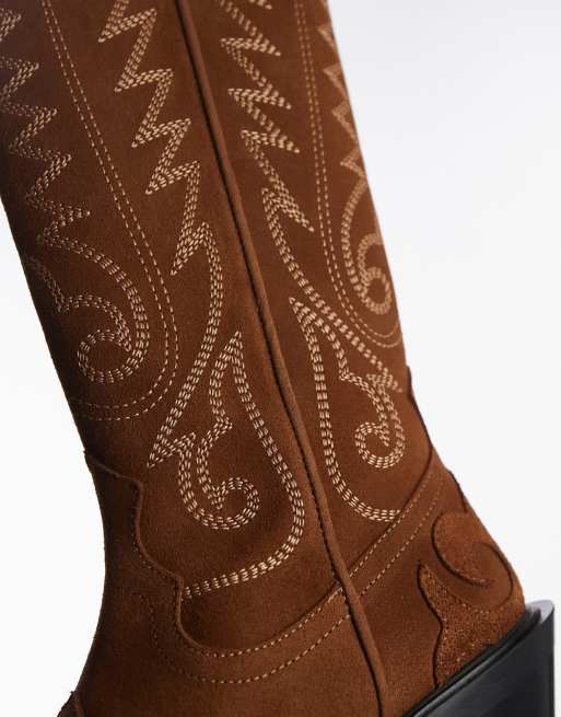 Topshop Bailey Stivali stile western in pelle premium