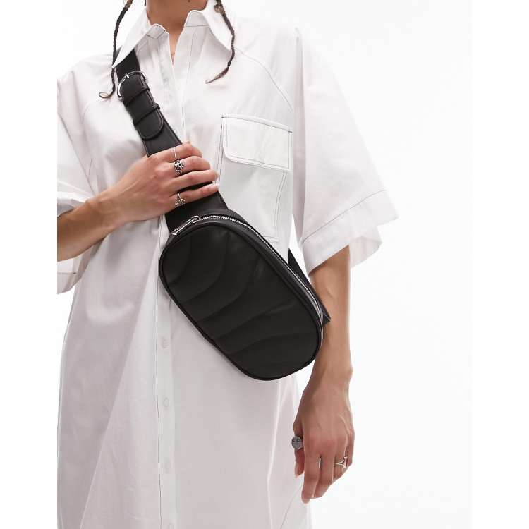 Topshop Baker quilted fanny pack in black | ASOS