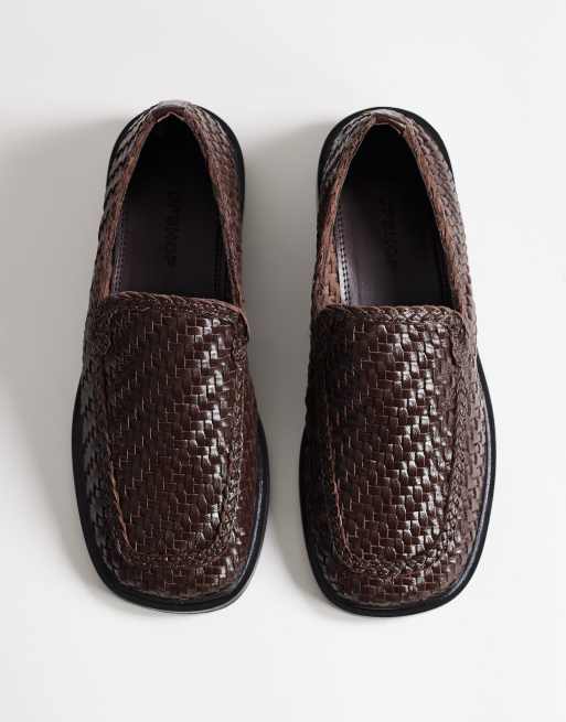 Topshop – Bali – Flache Loafer aus Echtleder in Schokobraun mit Webdesign, 3 von 4