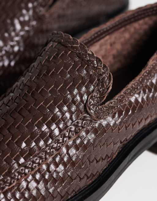 Topshop – Bali – Flache Loafer aus Echtleder in Schokobraun mit Webdesign, 4 von 4